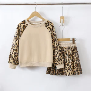 ENSEMBLE 012 JUPE ET/OU PULL beige léopard