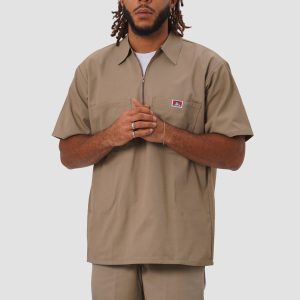 Chemise Ben Davis Khaki 1/2 Zip Manches Courtes