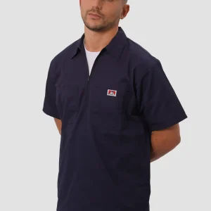 Chemise Ben Davis Navy 1/2 Zip Manches Courtes
