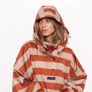 PONCHO - BOLD STRIPES CINAMMON/LATTE
