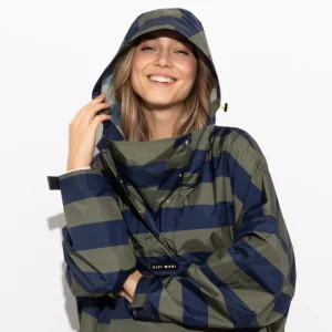 PONCHO - BOLD STRIPES NAVY/OLIVE