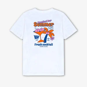 T-shirt blanc Tropical Bar délavé