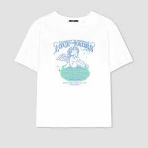 Tee-shirt Washed Flame Of Love White