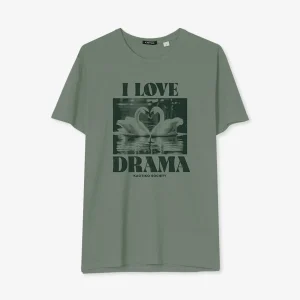 T-shirt vert cygnes lavés