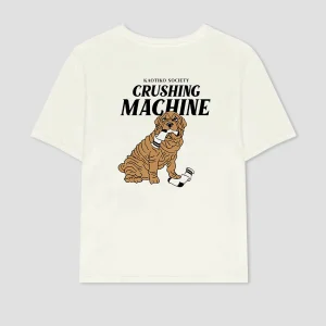 Washed Crushing Machine Ivory T-Shirt