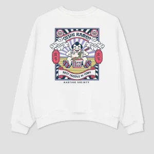 Sweat en coton biologique Oishi Ramen White
