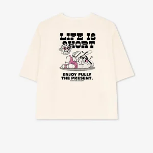 Life Is Short - T-shirt en coton biologique Tabacco