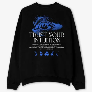 Washed Eye Trust Your Intuition Sweatshirt Noir