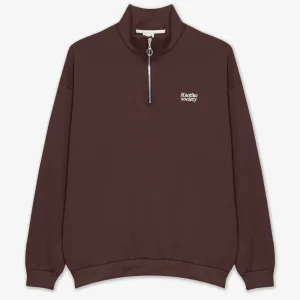 Sweatshirt semi-fermé Kaotiko Society Marron