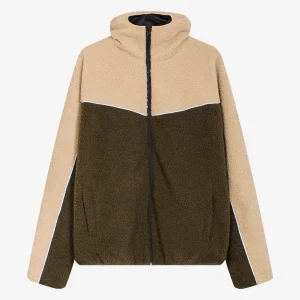 Veste polaire combinée bouclée ivoire/kaki