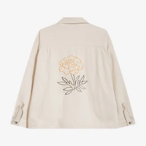 Poches Broderie Veste Camelia Ivoire