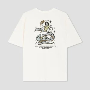 T-shirt en coton bio ivoire Cowgirl Snake