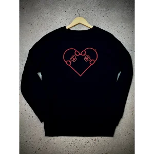 SWEATSHIRT NOIR - "COEUR DE SKATE" ROUGE