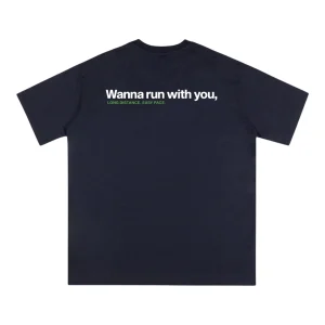 Peaufine Athletics - Wood T-shirt Wanna Run With You - navy - Teeshirt Running Hommes