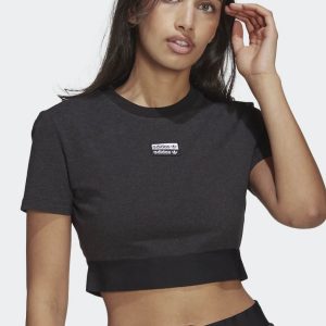 T-shirt Adidas recadrée Noir Melange