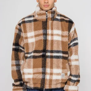 Veste Sherpa Carreaux Marron