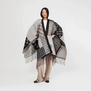 Anekke – Poncho à franges noir