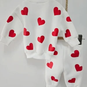 ENSEMBBLE JOGGING COEUR blanc et rouge